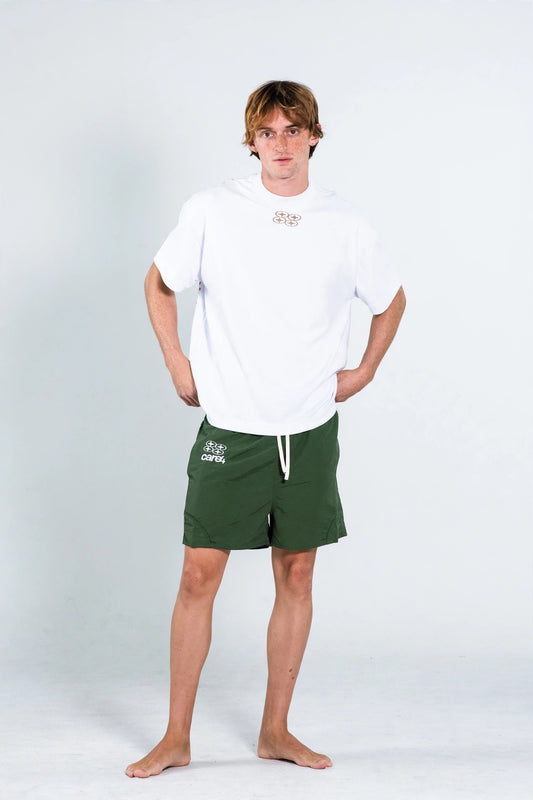 EMBROIDERED GREEN SHORTS