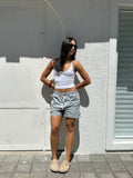 EMBROIDERED GREY SHORTS