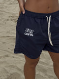 EMBROIDERED NAVY SHORTS