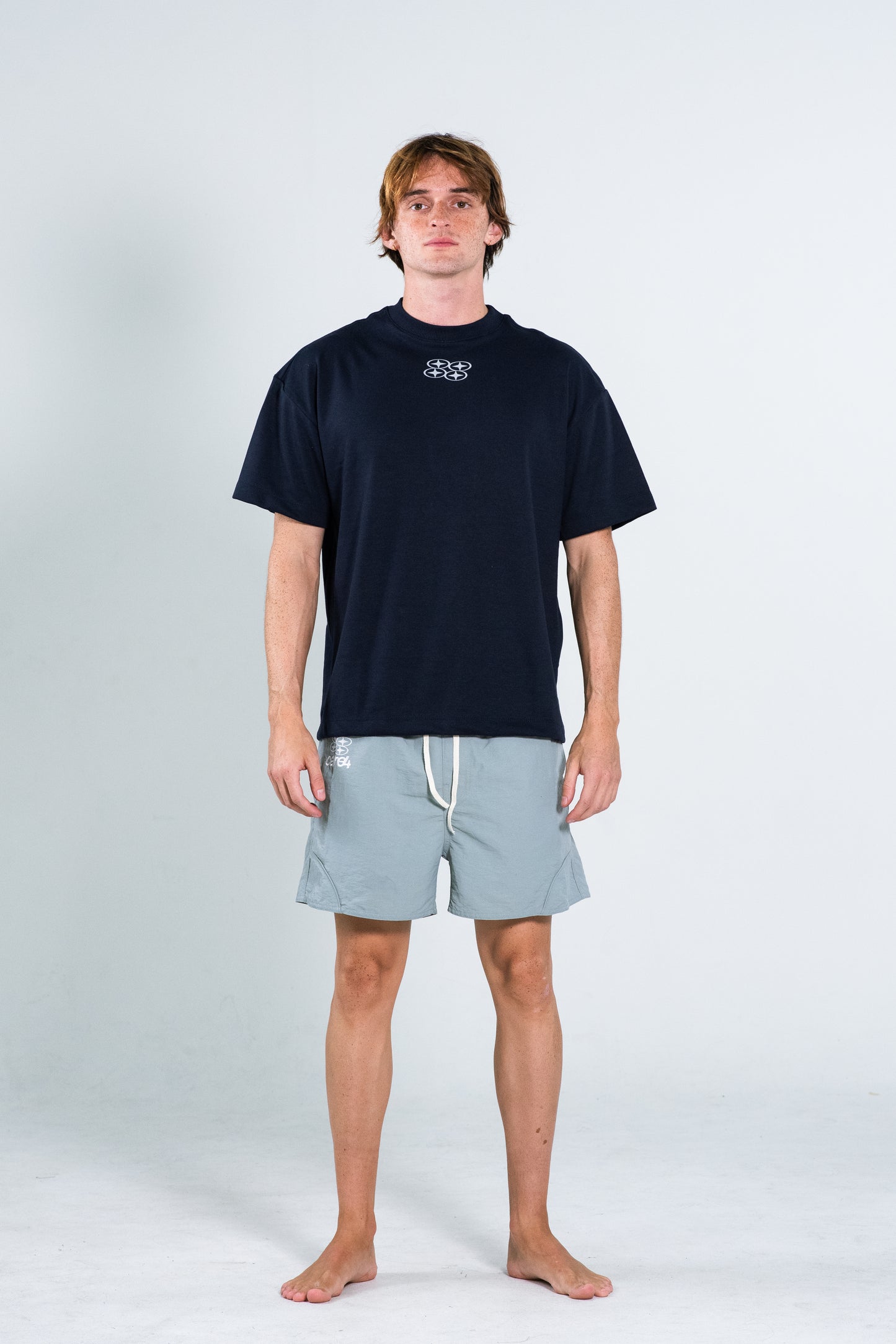 EMBROIDERED GREY SHORTS