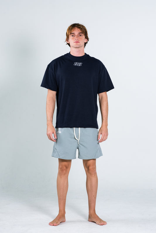 EMBROIDERED GREY SHORTS