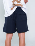 EMBROIDERED NAVY SHORTS