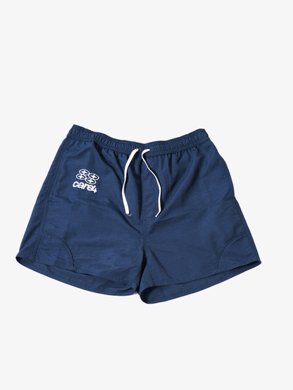 EMBROIDERED NAVY SHORTS