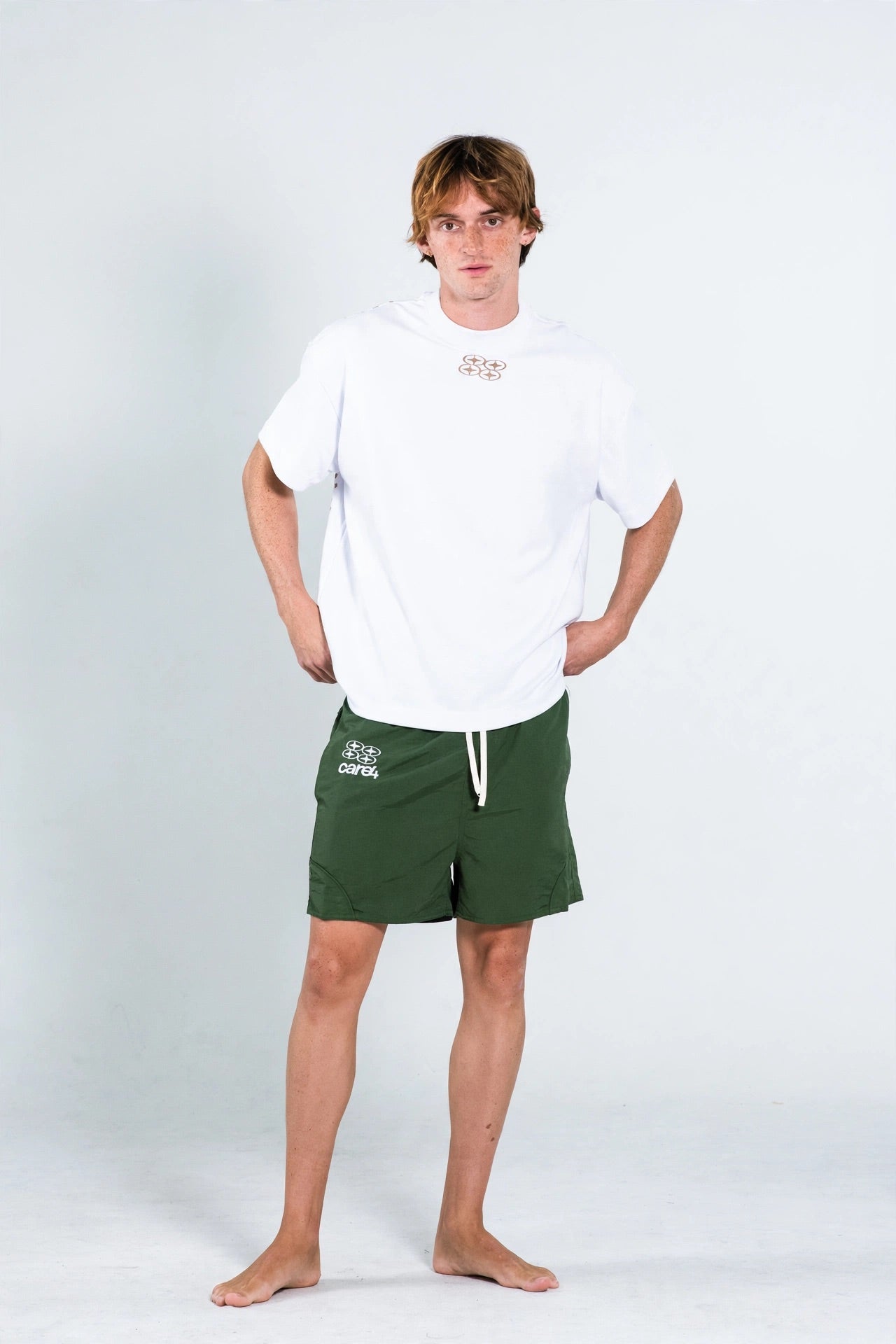 EMBROIDERED GREEN SHORTS